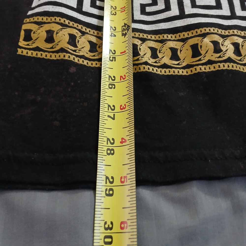 Medusa Greek Gold Chain Graphic T-Shirt Acid Bleach Wash Men Large Black Alstyle - Picture 4 of 7